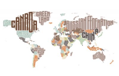 Fototapete Typografische Weltkarte