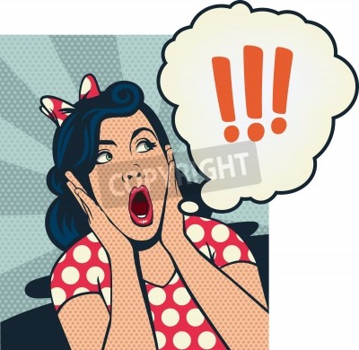 Fototapete Überraschte Frau Pop Art