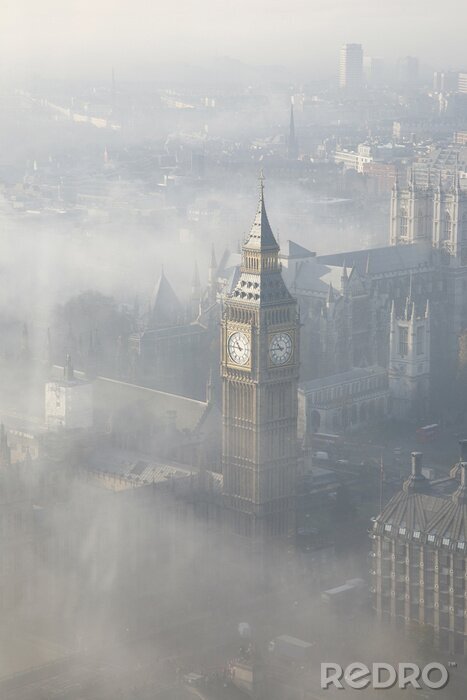 Fototapete Uhrenturm London im Nebel