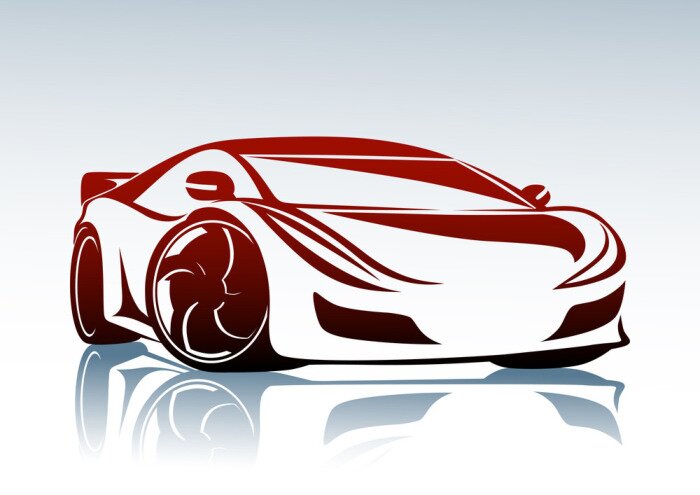 Fototapete Umriss eines modernen Autos