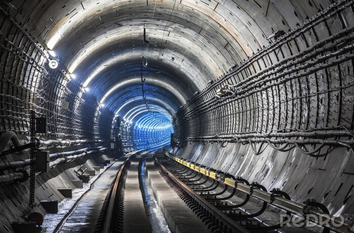 Fototapete Untergrundbahntunnel aus Beton