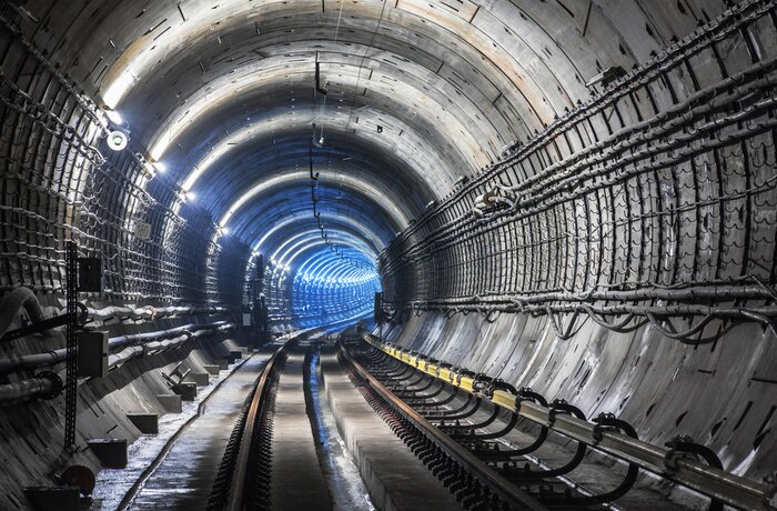 Fototapete Untergrundbahntunnel aus Beton