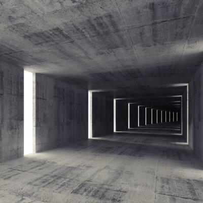 Fototapete Unterirdischer Durchgang aus Beton 3D