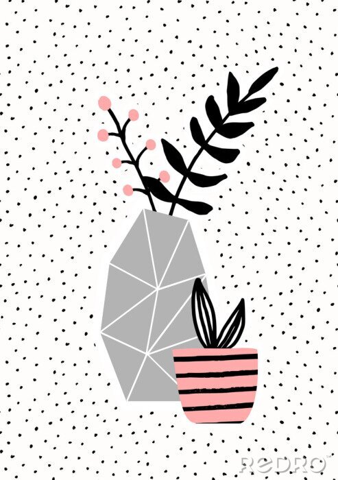 Fototapete Vase mit Blumen im skandinavischen Stil