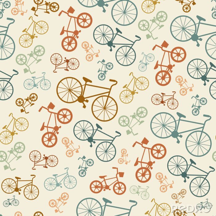 Fototapete vector bicycle texture, hipster background