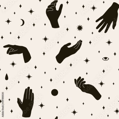 Fototapete Vector Boho textured silhouettte monochrome drawing