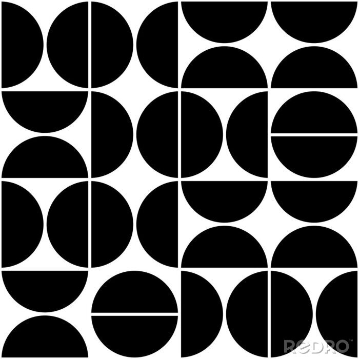 Fototapete Vector geometric seamless pattern with semicircles. Abstract minimalistic background.
