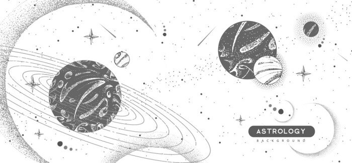 Fototapete Vector illustration of astrology background. Outer space and planets