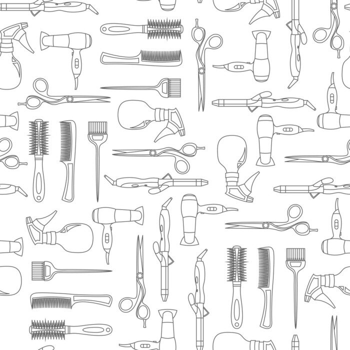 Fototapete Vector nahtlose Muster der Frisur Linie Ausrüstung