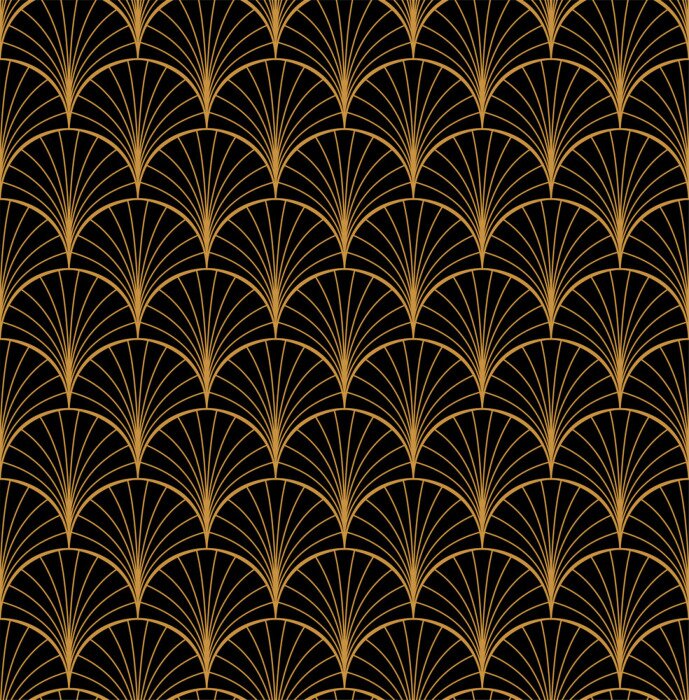 Fototapete Vektor-Blumenart-Nouveau-nahtloses Muster. Geometrische dekorative Blattbeschaffenheit. Retro stilvoller Hintergrund.