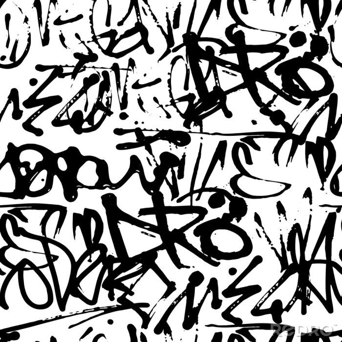 Fototapete Vektor Graffiti nahtlose Muster mit abstrakten Tags