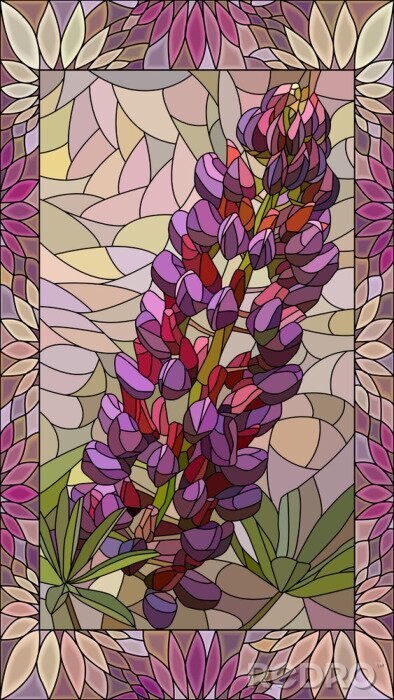 Fototapete Vektorillustration des violetten Lupine.