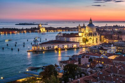 Fototapete Venedig am abend aus der luft