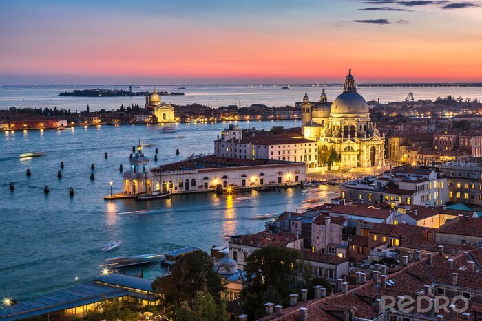 Fototapete Venedig am abend aus der luft