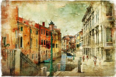 Fototapete Venedig auf einer retro-postkarte