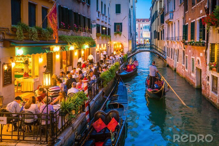Fototapete Venedig-Kanal bei Nacht