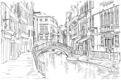 Fototapete Venedig schwarz weiß Minimalismus