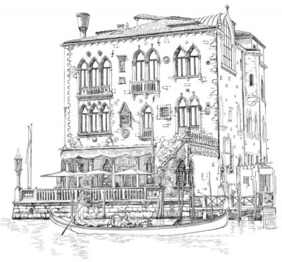 Venedig schwarz-weiß-skizze