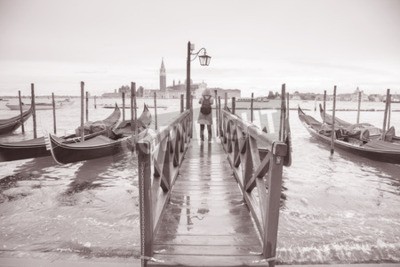 Fototapete Venedig schwarz weiße brücke