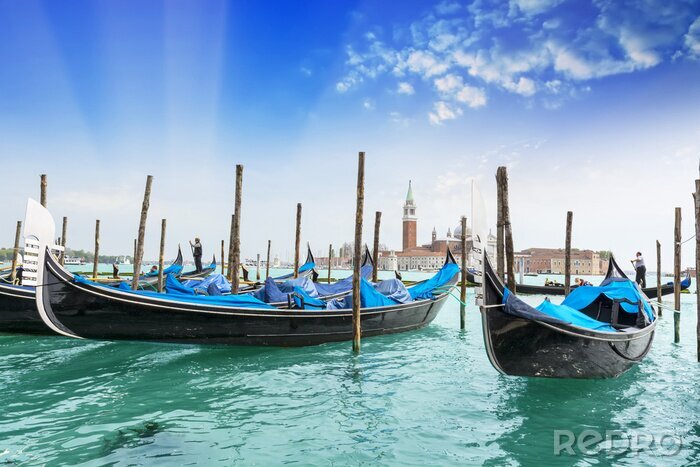 Fototapete Venedig türkis und gondeln