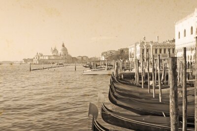 Fototapete Venezianische gondeln in sepia