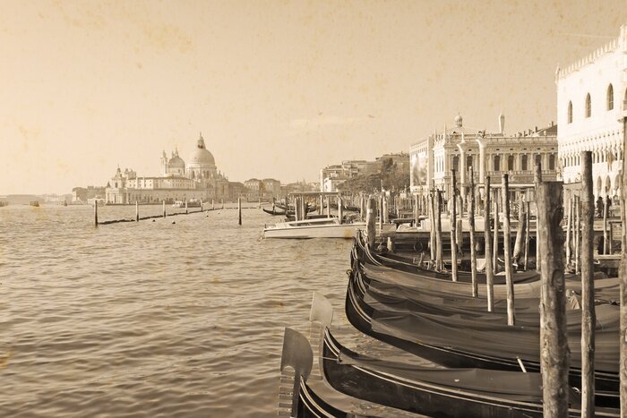 Fototapete Venezianische gondeln in sepia