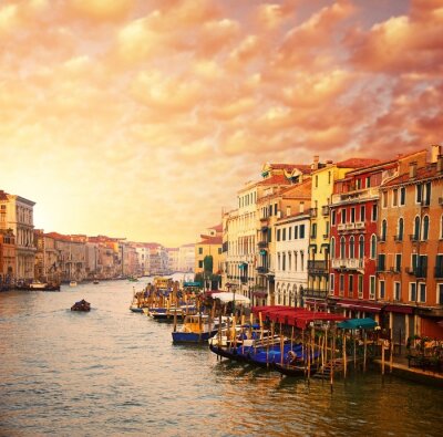 Fototapete Venezianische Häuser bei Sonnenuntergang