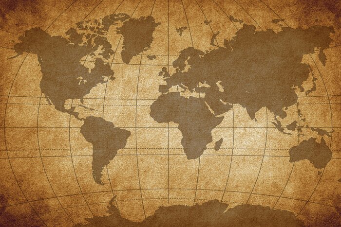 Fototapete Veraltete Weltkarte