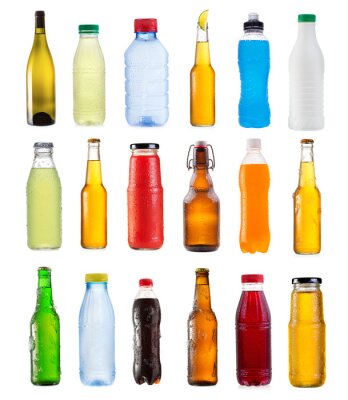 Fototapete Verschiedene Flaschen mit Getränken