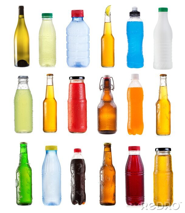 Fototapete Verschiedene Flaschen mit Getränken