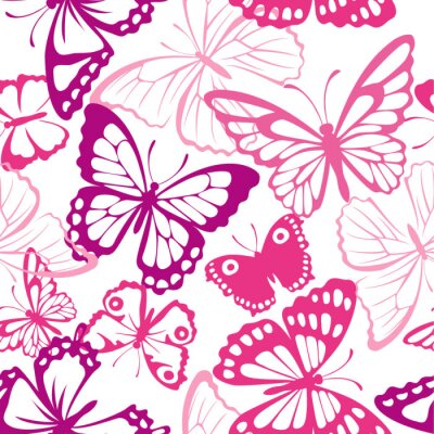 Fototapete Verschiedene rosa Schmetterlinge