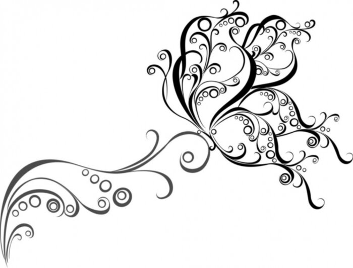 Fototapete Vertikale Blume und ein Schmetterling