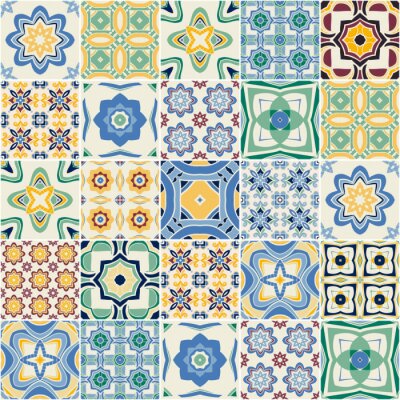 Tapete verzierte portugiesische dekorative Fliesen. Vektor.