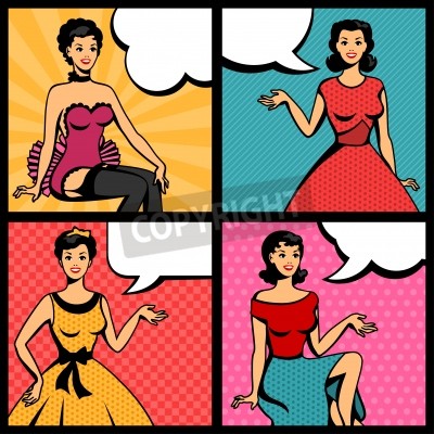 Fototapete Vier Frauen im Pop-Art-Stil