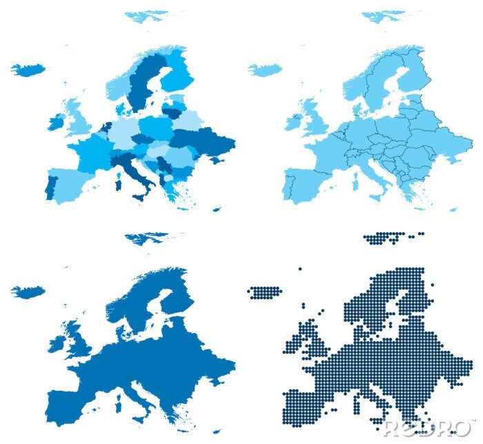 Fototapete Vier Karten mit Europa