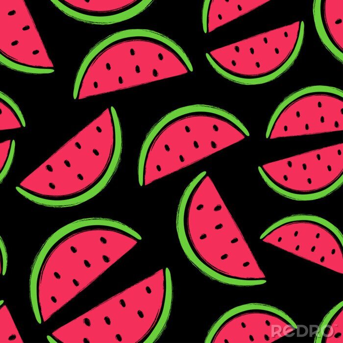 Fototapete Viertel Wassermelonen auf schwarzem Hintergrund