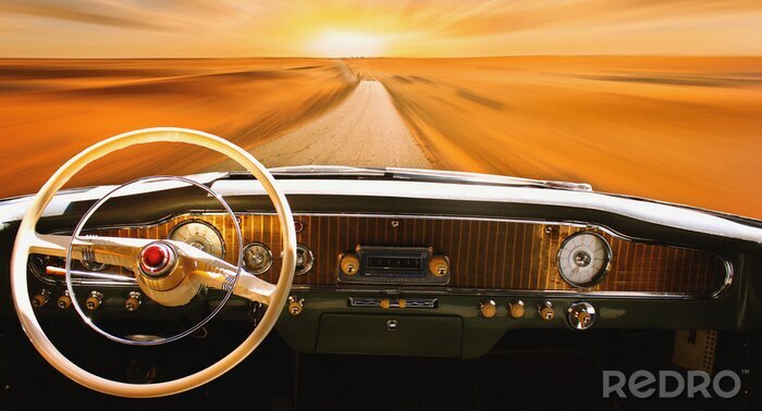 Fototapete Vintage Armaturenbrett des Autos