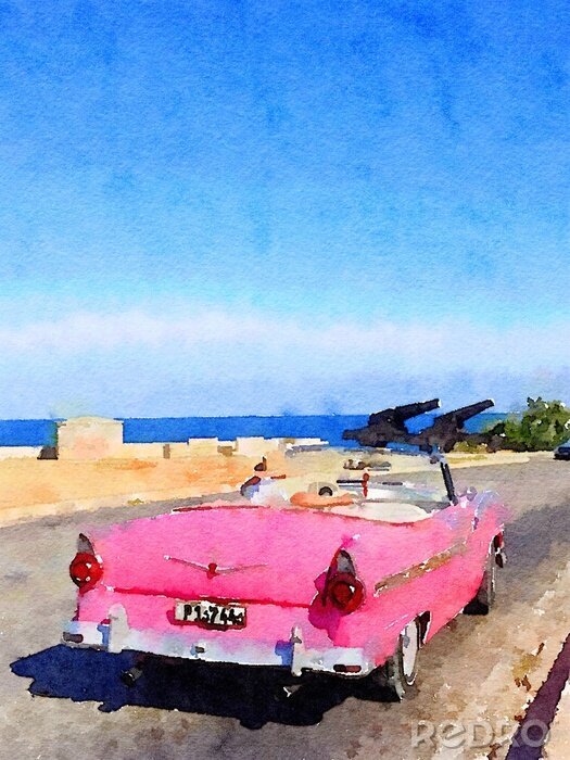 Fototapete Vintage classic car in Havana