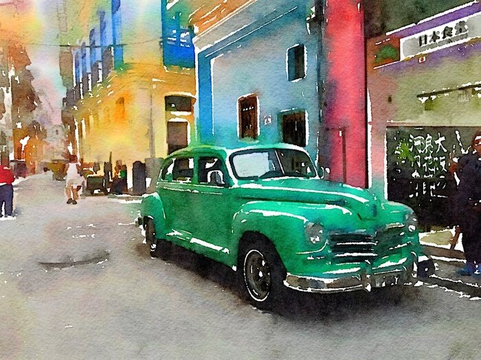 Fototapete Vintage classic car in Havana