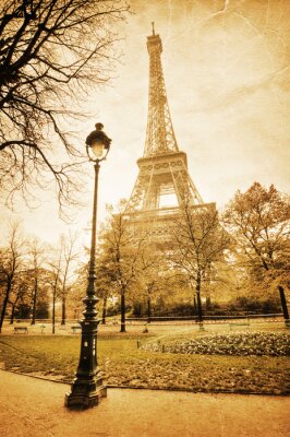 Fototapete Vintage herbstlicher Blick auf Paris