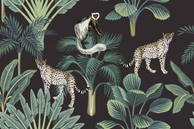 Vintage-Muster mit wilden Tieren im Dschungel