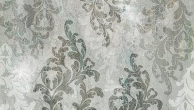 Fototapete Vintage-Ornamente in Grau- und Grüntönen