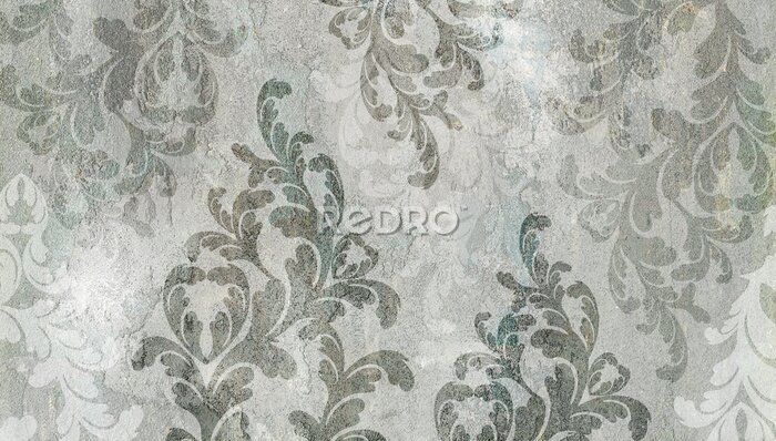 Fototapete Vintage-Ornamente in Grau- und Grüntönen