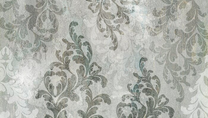 Fototapete Vintage-Ornamente in Grau- und Grüntönen