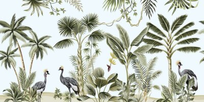 Fototapete Vintage Palmen und Vögel