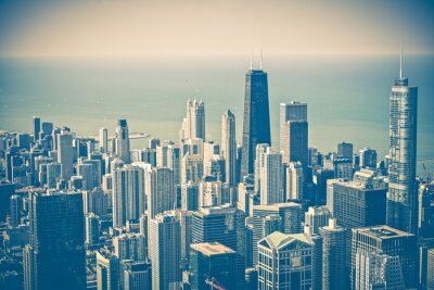 Fototapete Vintage Panorama von Chicago