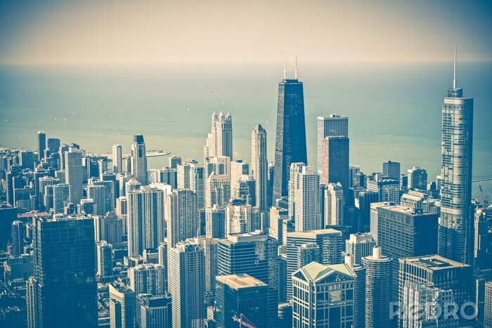 Fototapete Vintage Panorama von Chicago