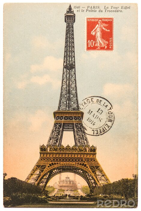Fototapete Vintage Postkarte mit Paris