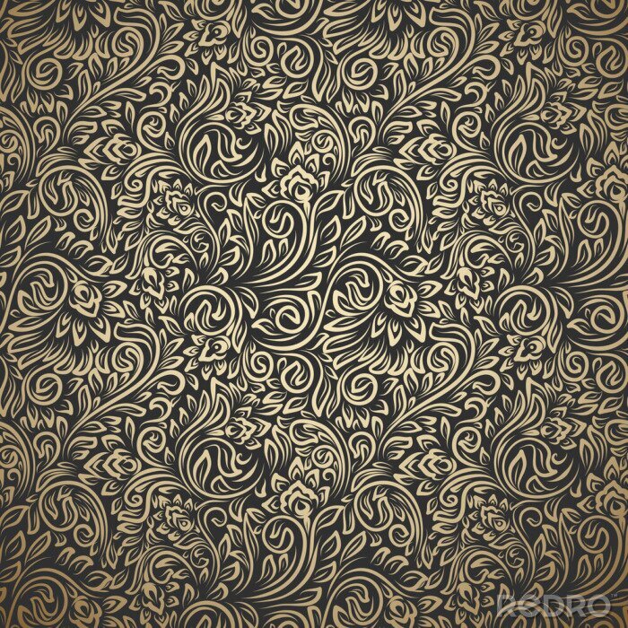 Fototapete Vintage seamless pattern with curls