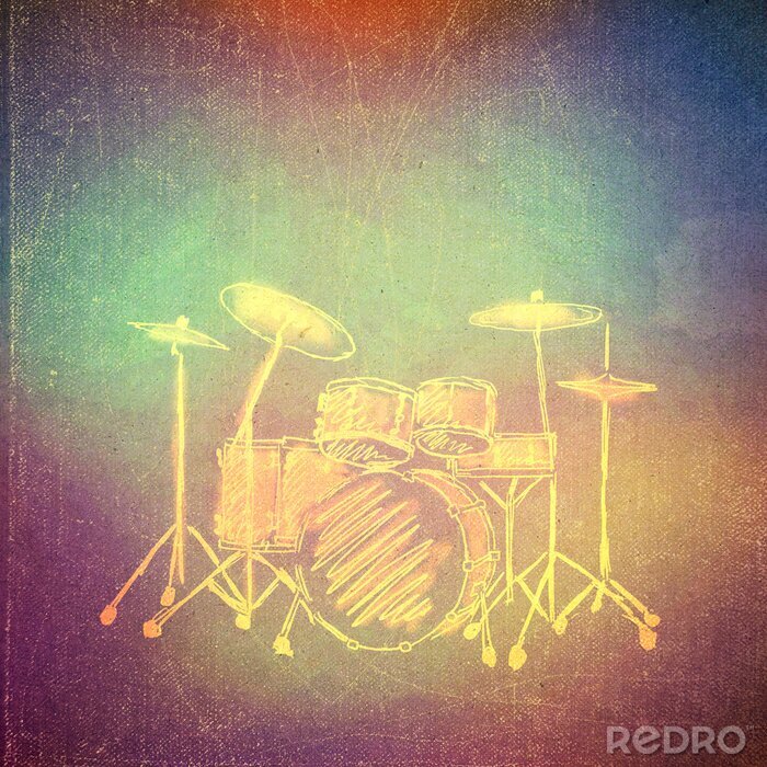 Fototapete Vintage Textur mit Trommeln